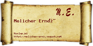 Melicher Ernő névjegykártya